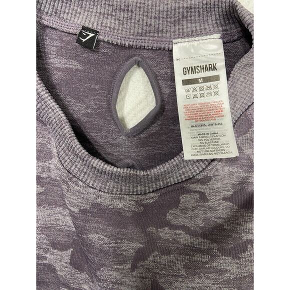 Gymshark Adapt Purple Camo Long Sleeve Cropped Gym Top Workout Medium - Picture 8 of 11